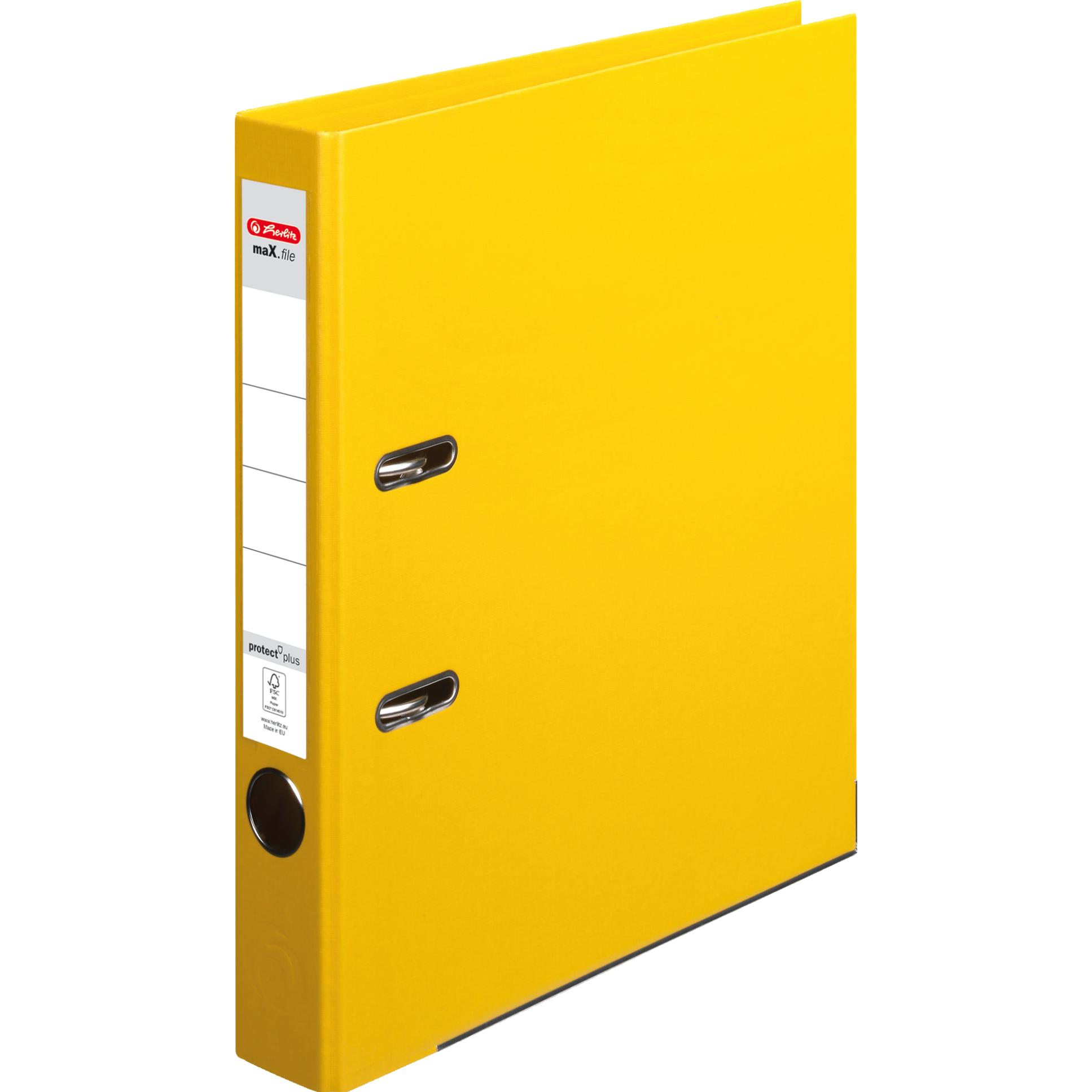 15x Herlitz, Ordner, Ordner maX.file protect plus, Rückenbr.: 50 mm, gelb DIN A4, Voll-PP-Kunststoffbezug, Kantenschutz ...