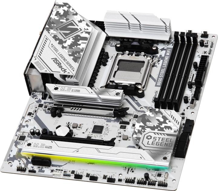 Actual product image AsRock B650 STEEL LEGEND WiFi White ATX AM5 retail (AM5, AMD B650, ATX)