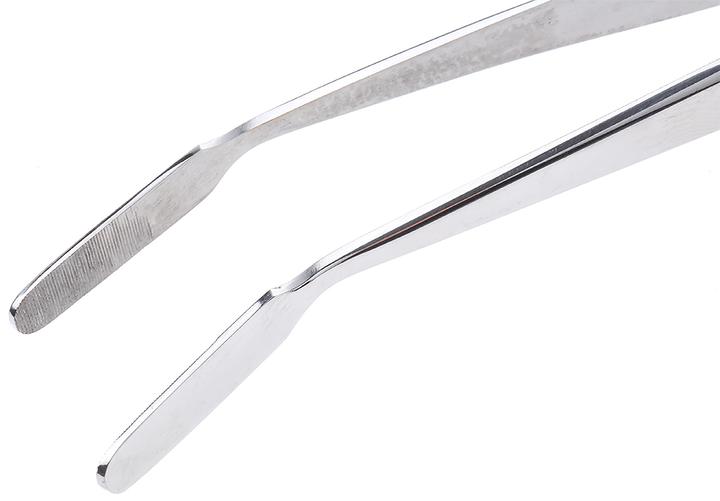 Immagine prodotto RS PRO Pinzetta in acciaio inossidabile, punta piatta fine, scanalata, 150 mm mm