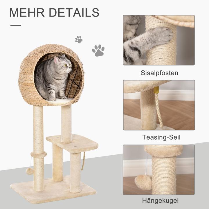 Actual product image PawHut Cat tree with cave (100 cm, Beige)