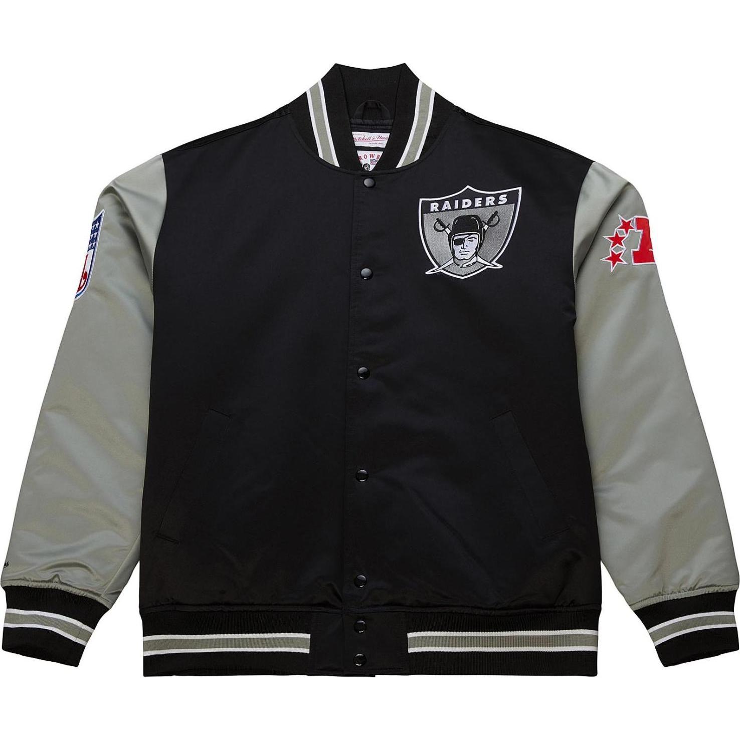 Thumbnail - Mitchell & Ness, Herren, Jacke, M&N Heavyweight Satin Jacke NFL Oakland Raiders - M (M), Schwarz, M