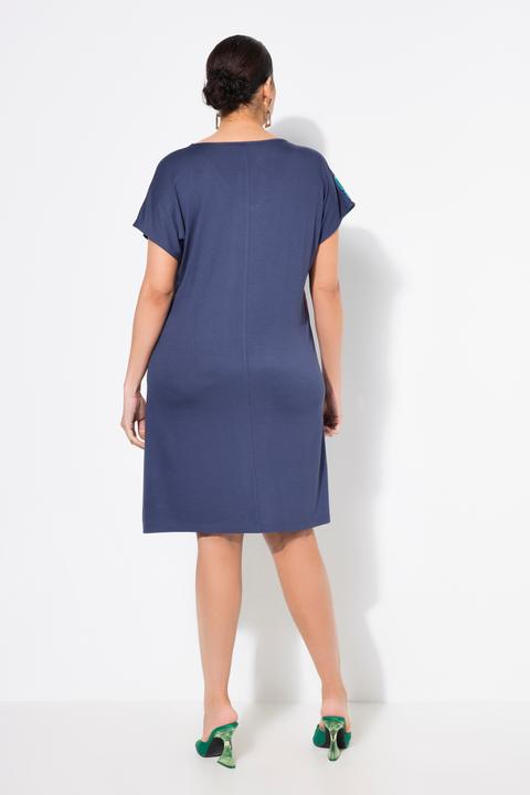 Produktbild Ulla Popken Jerseykleid, Chiffon-Überwurf, V-Ausschnitt, Halbarm (62)