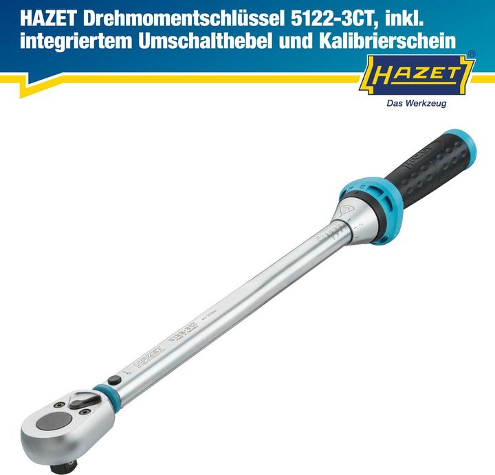 Actual product image HAZET Torque wrench 5122-3CT ∙ Nm min-max: 40 - 200 Nm ∙ Tolerance: 3% ∙ Square, solid 12.5 mm (1/2… (1/2", 40 - 200 Nm)