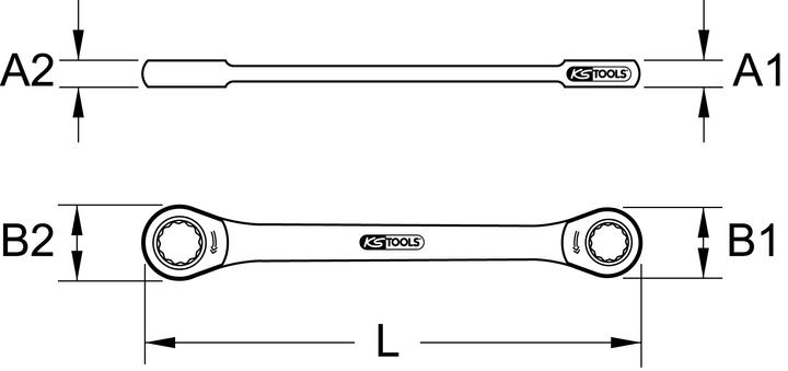 Actual product image KS Tools GEARplus double ratchet ring wrench (3/8", 5/16")
