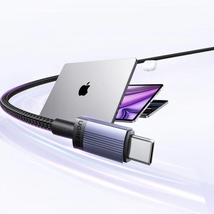 Actual product image Ugreen Cable USB USB-C - USB-C 1 m Czarno-szary (6941876269075) (1 m, 240 W)