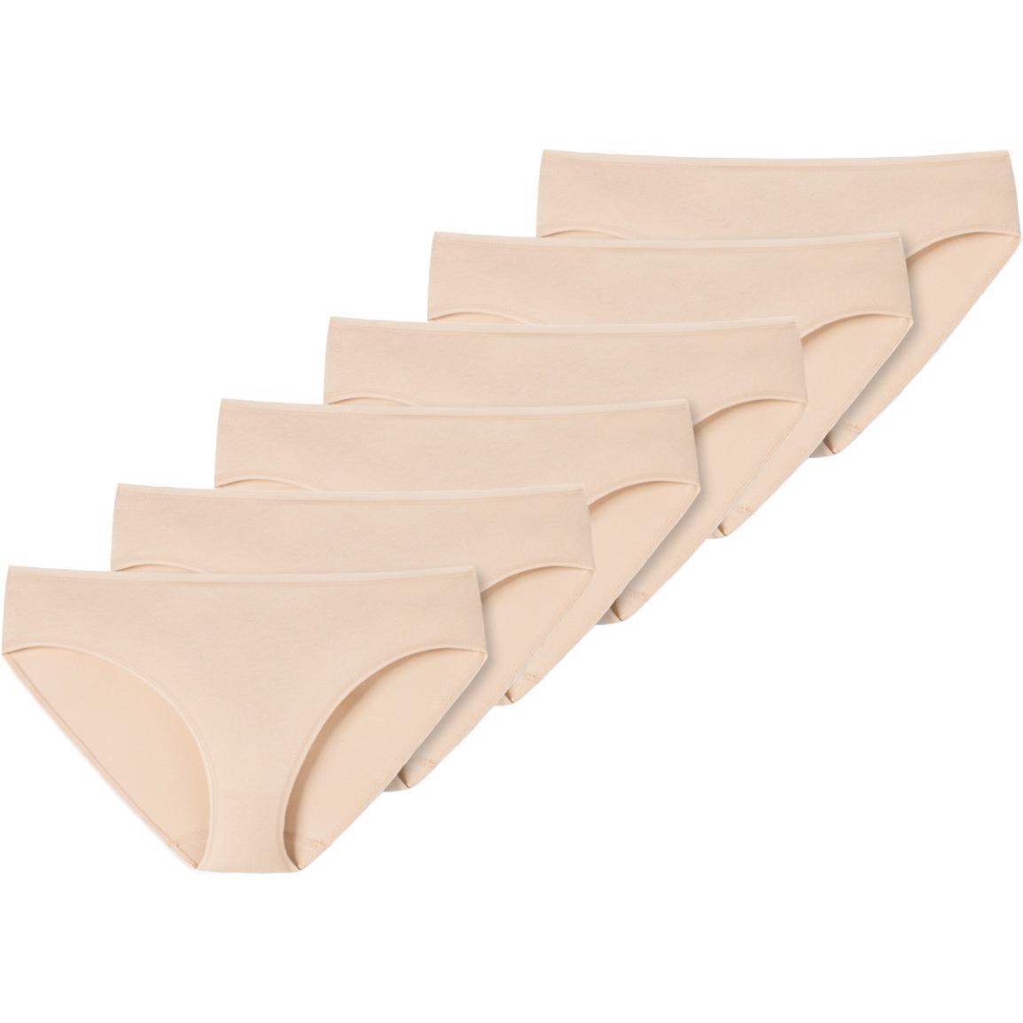 Schiesser, Damen, Unterhosen, 6er Pack 95/5 Organic Tai-Slip, Beige, (48, 6er Pack)