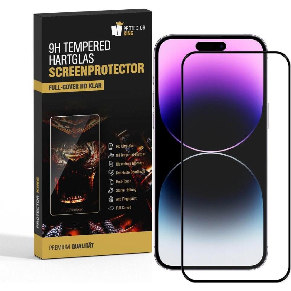 Protectorking 2x echtes Tempered 9H Panzerhartglas 3D KLAR (2 Stück, Apple iPhone 14 Pro Max), Smartphone Schutzfolie, T...