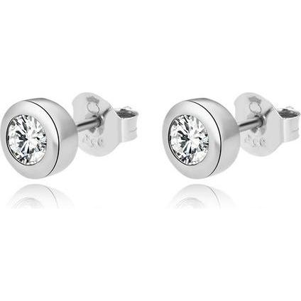 Beneto, Ohrringe, Gentle silver stud earrings with clear zircons AGUP2259-W (L)