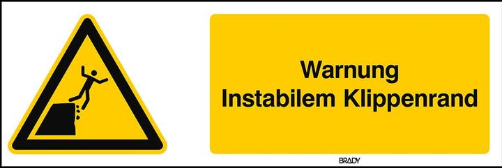 Actual product image Brady W/W052/DE360/PP-297X105-1, ISO Safety labelling - Warning unstable cliff edge