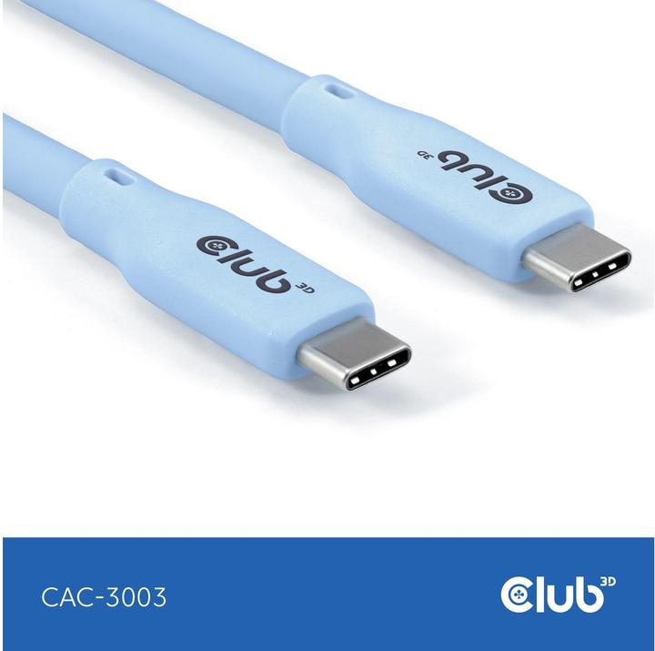 Actual product image Club 3D Club3D Lifestyle USB-C cable PD 240W,20Gbps 2m blue pc/st retail (2 m, USB 4.0, 240 W)