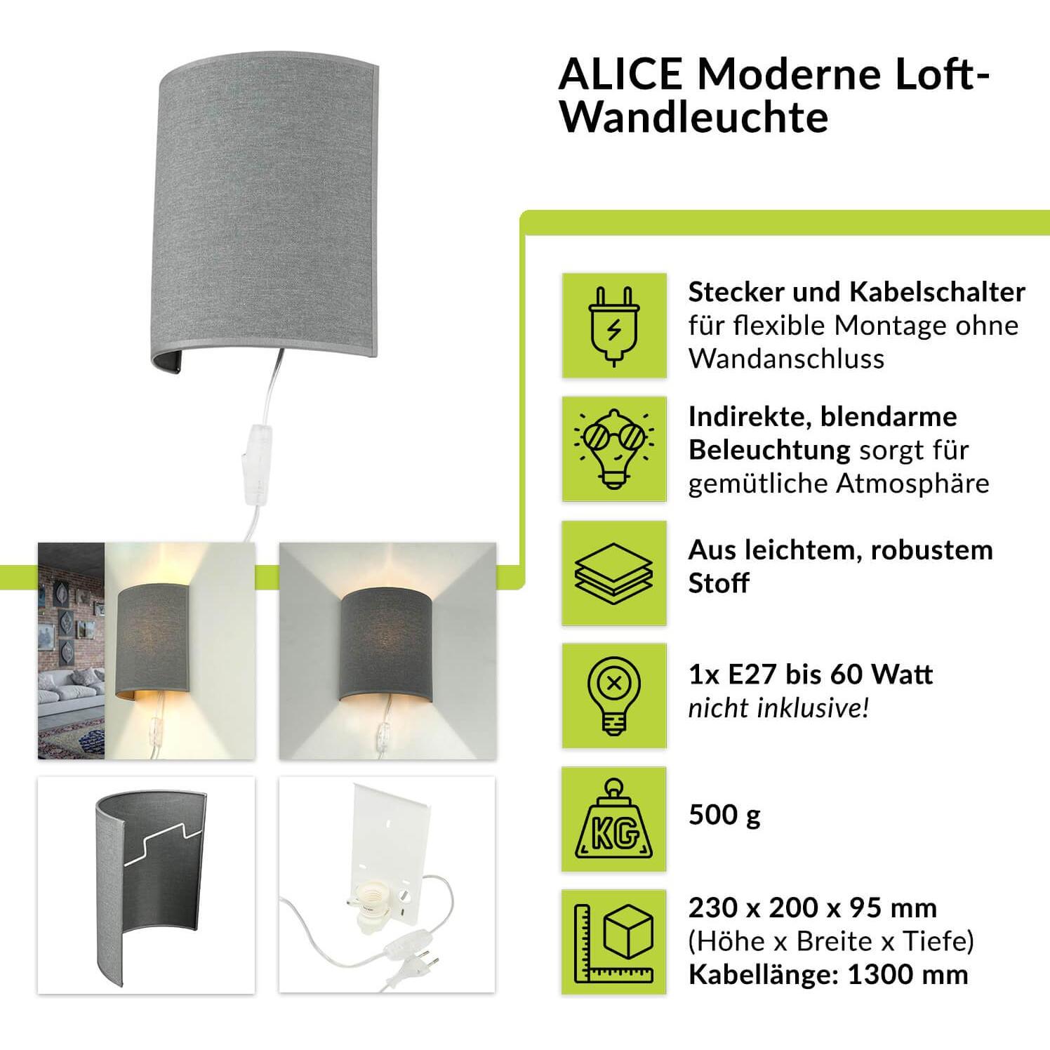 Thumbnail - Licht-Erlebnisse, Wandleuchte + Deckenleuchte, Alice (E27)