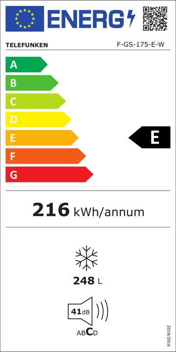 Energie-Label Telefunken F-GS-175-E-W (Freistehend, 248 l)