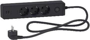 Schneider Electric EXTENSION CORD 3 G+ 2USB 2.4 A 1.5M B (3x, CEE 7/3, 1.50 m)
