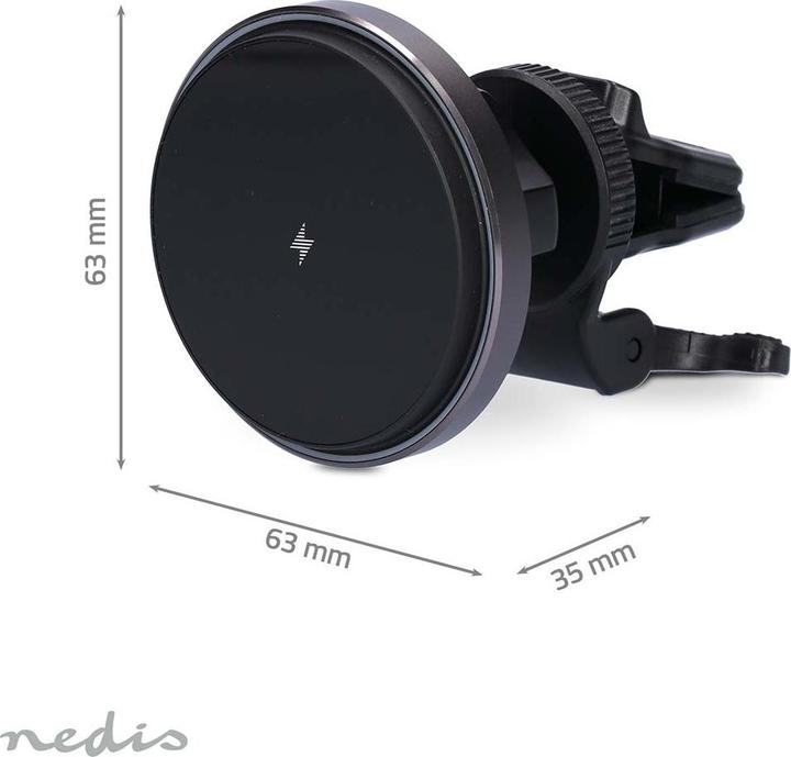 Actual product image Nedis Wireless car charger | Qi certified | 7.5 / 10 / 15 W | 1.5 / 1.67 / 2 A | 1.00 m | FOD / Übe