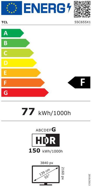 Energy Label TCL 55C655 (55", C65, QLED, 4K, 2024)