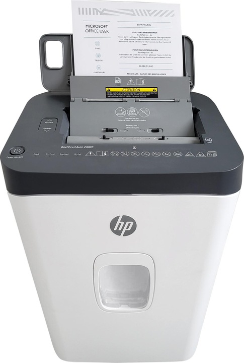 Produktbild HP Pro Shredder Auto 200CC Aktenvernichter mit Partikelschnitt P-4, 4 x 20 mm, bis 200 Blatt, schwar (Partikelschnitt)