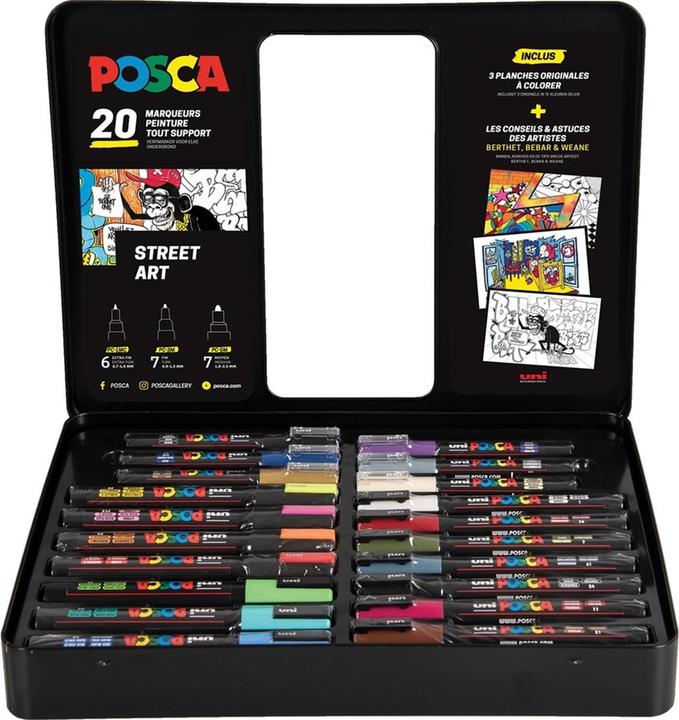 Actual product image Posca Street Art" brand set of 20 in metal box (Multicoloured, 20 x)