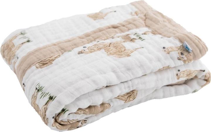 Actual product image little unicorn Cotton Muslin Baby Blanket - Llama Llama (120 x 120 cm)