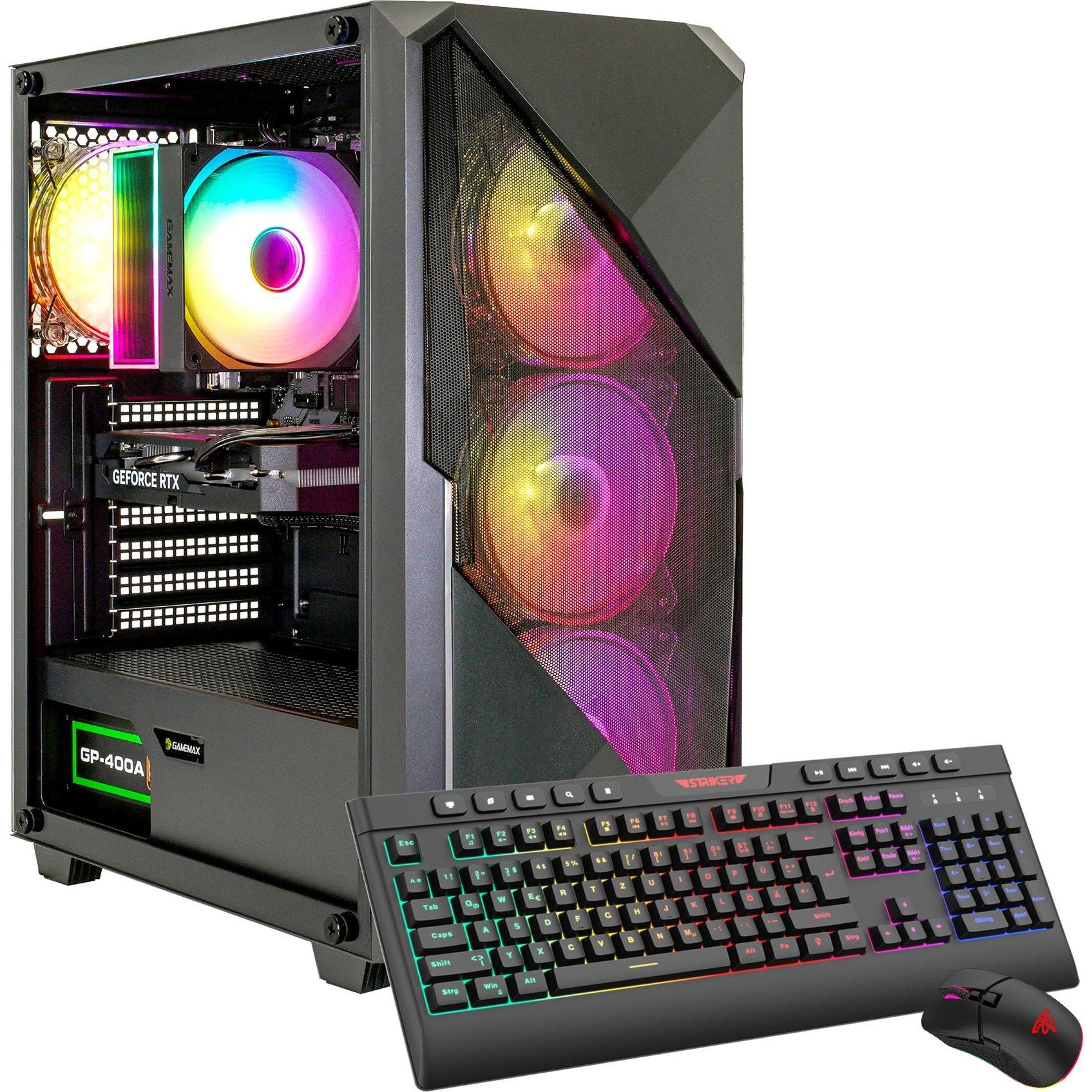 GameMax Striker 8015 Ryzen 7 5700X 16GB 480GB SSD RTX 5060 (480 GB, 16 GB, GeForce RTX 5060), PC, Nero