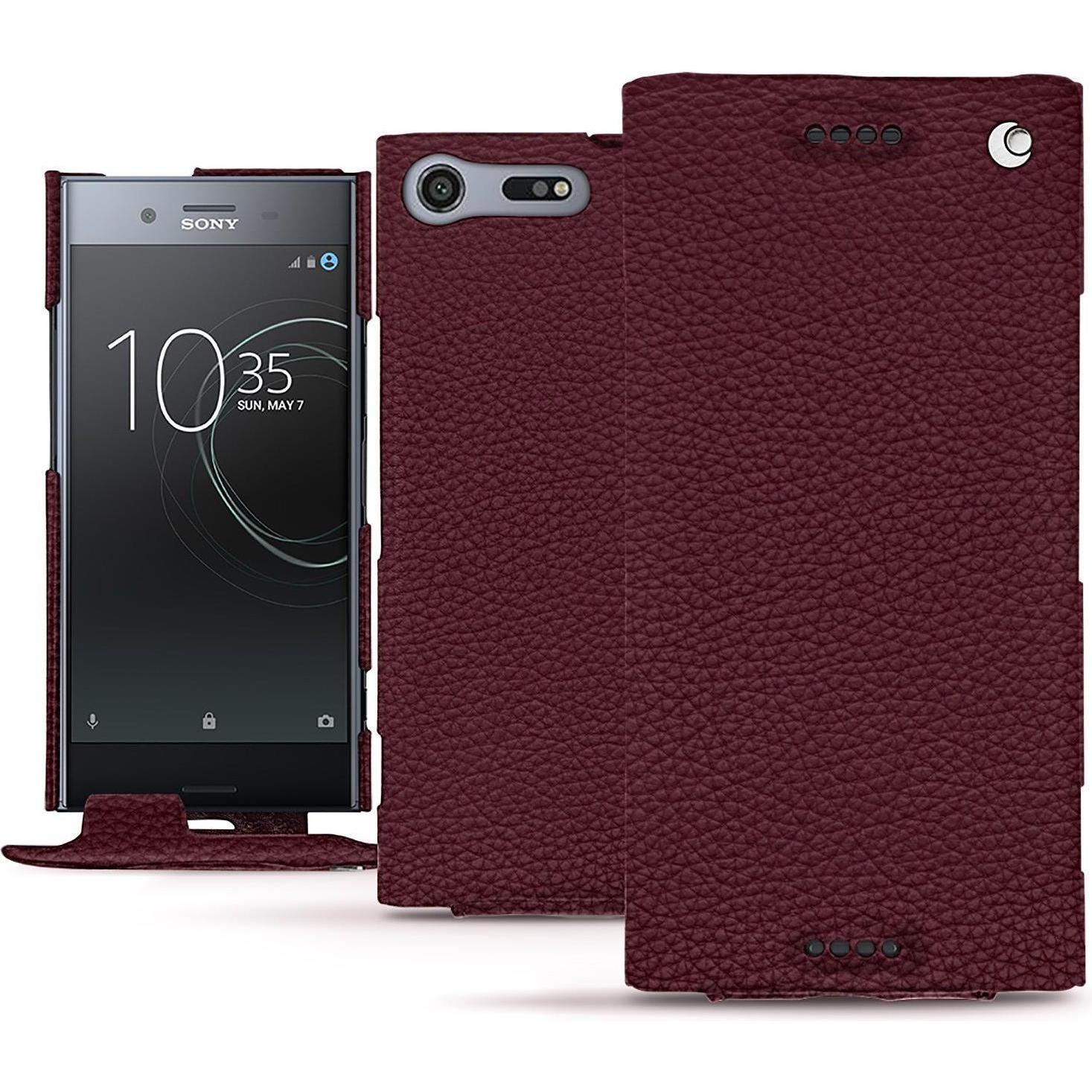 Noreve Lederschutzhülle vertikal (Sony Xperia XZ Premium), Smartphone Hülle, Violett