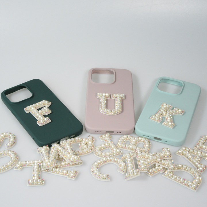 Produktbild PhoneLook Sticker Aufkleber für Handy/Tablet/Computer 3D Pearls weiss Buchstabe O