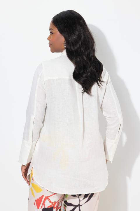 Immagine prodotto Ulla Popken Blusa di lino con colletto da camicia e maniche lunghe (60)
