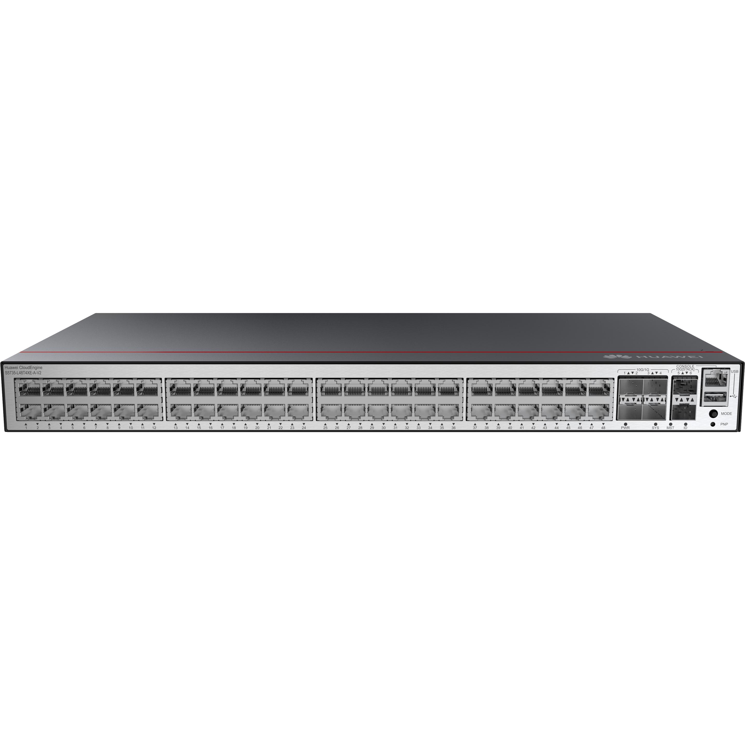 Huawei S5735-L48T4XE-A-V2 /100/1000BASE-T Ports 0GE SFP+ Ports 2GE Stack Ports AC Power (48 Ports), 