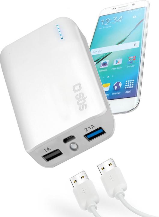 SBS Compact Power bank Fast Charge 7.800 mAh (7800 mAh, 28.86 Wh)
