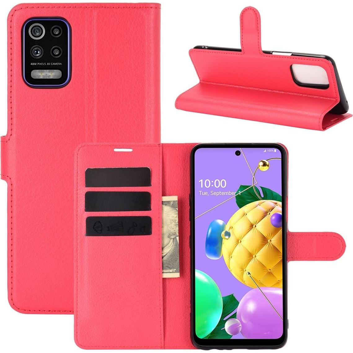 König Design Hülle Handy Schutz für LG K52 Case Flip Cover Tasche Etuis Bumpe Wallet Rot Neu (LG K52), Smartphone Hülle,...