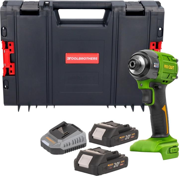 Produktbild Procraft PS22bb Akku Schlagschrauber 20 V 230 Nm 1/2" Brushless + 2x Akku 2,0 Ah + Ladegerät + (Schlagschrauber)