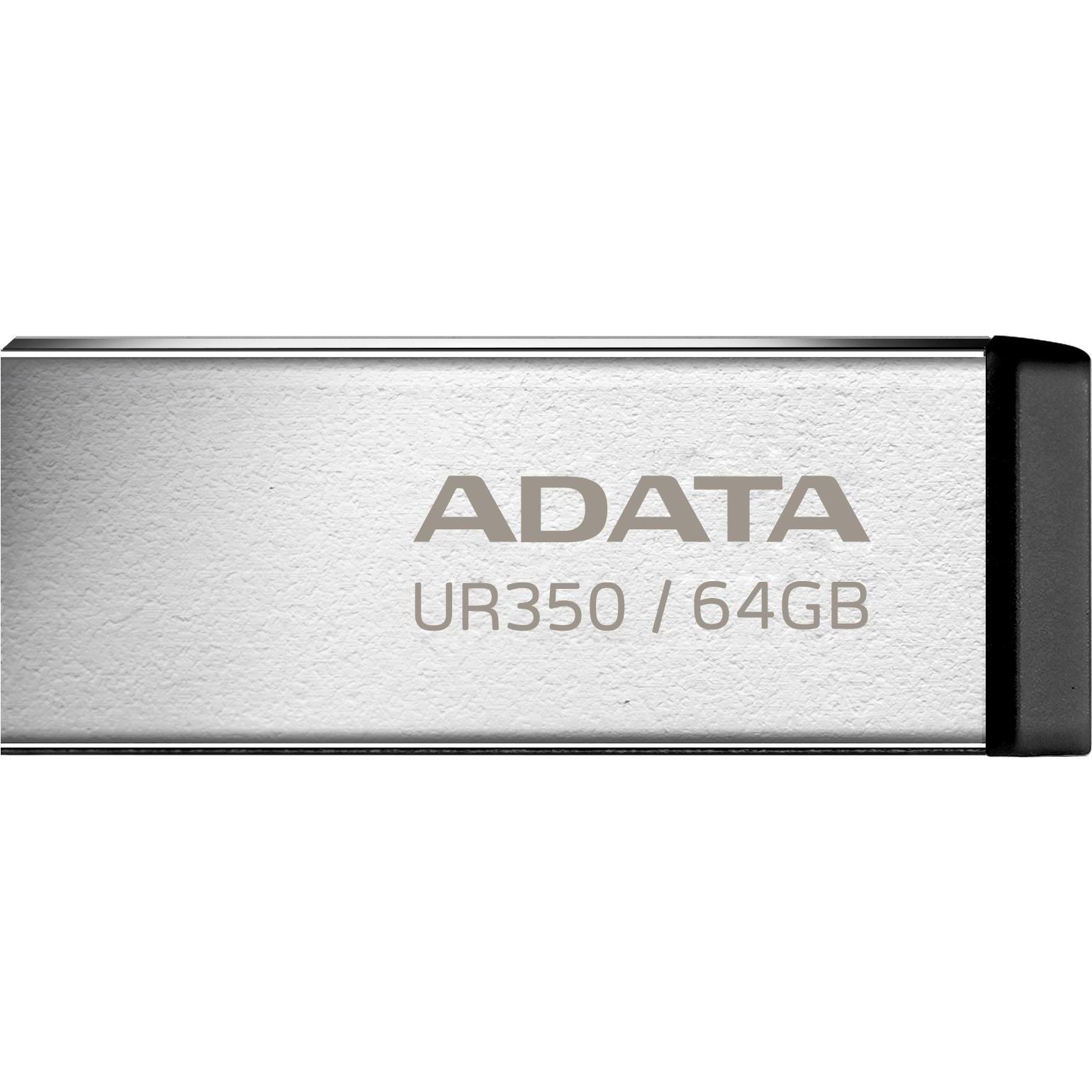 Adata Pendrive UR350 USB3.2 Gen1 Metal black (64 GB, USB-A), USB Stick, Schwarz