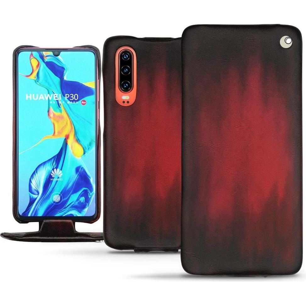 Noreve Lederschutzhülle vertikal (Huawei P30), Smartphone Hülle, Rot