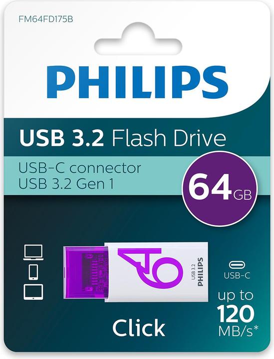 Produktbild Philips USB 3.2 64GB Click Series Gen 1 USB-C (64 GB, USB-C)