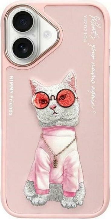 Actual product image Nimmy case iPhone 16 6.1" pink Glasses Cool Cat (Apple iPhone 16)