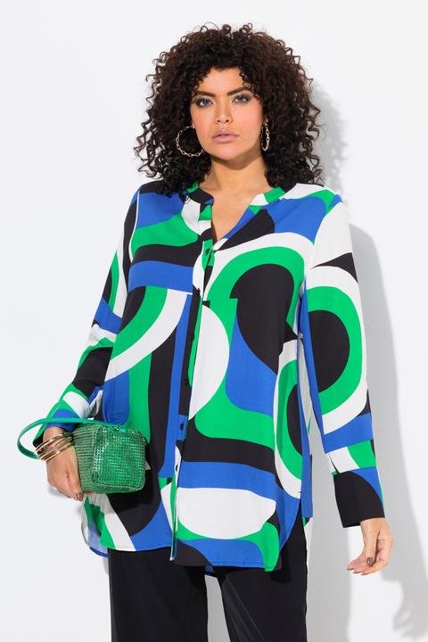 Actual product image Ulla Popken Graphic Print Button Down Tunic Blouse (42, 44)