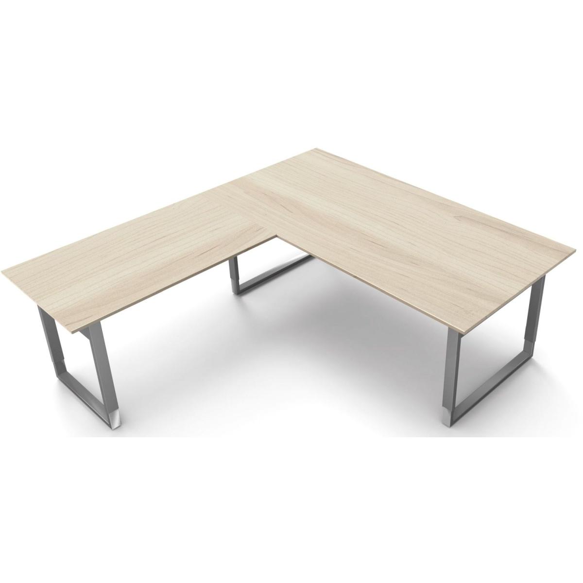 Kerkmann, Schreibtisch, Schreibtisch Form5 200 Bügel-Gestell 200x100x68-82 / Anbau 120x80cm ahorn