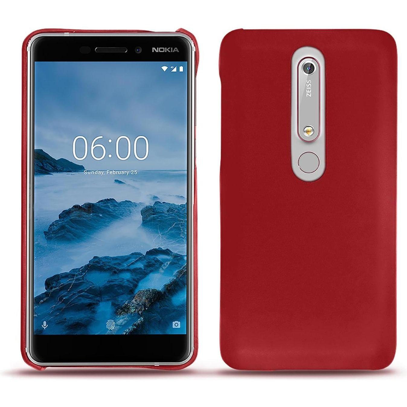 Noreve Lederschutzhülle (Nokia 6 (2018)), Smartphone Hülle, Rot