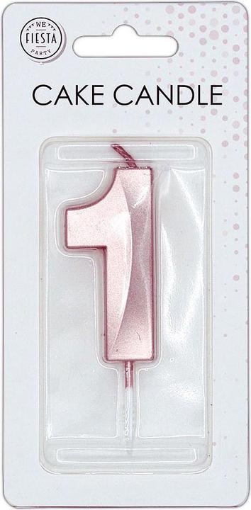 Produktbild Globos Europe Kuchenkerze 6 cm, metallisch roségolden, Nr. 1