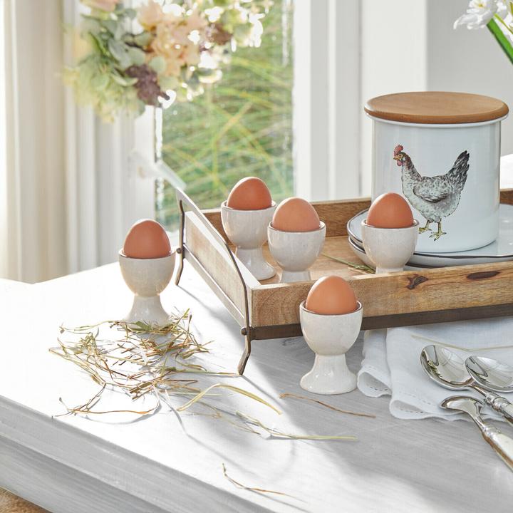 Produktbild Loberon Eierbecher 6er Set Biarré weiss (6 x)