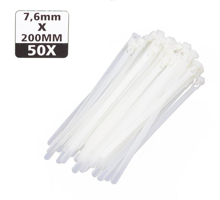 Actual product image ProPlus Cable ties detachable 7.6 x 200mm white, reusable cable ties 50 pieces (Plastic cable ties, 200 mm, 50 pcs.)