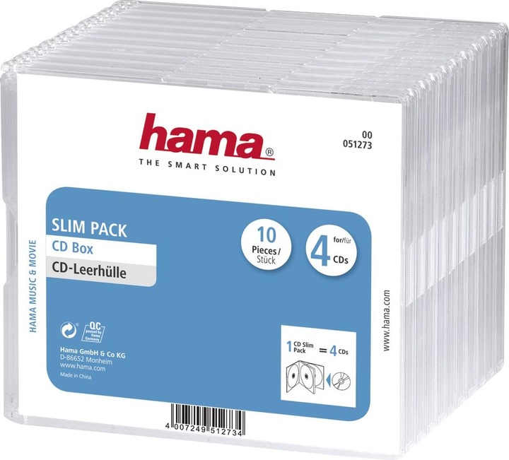 Image du produit Hama Pochette CD vide Slim Pack 4