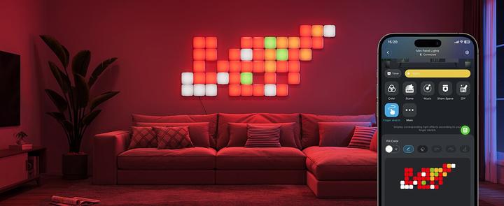 Actual product image Govee Mini light panels RGBIC segment colours