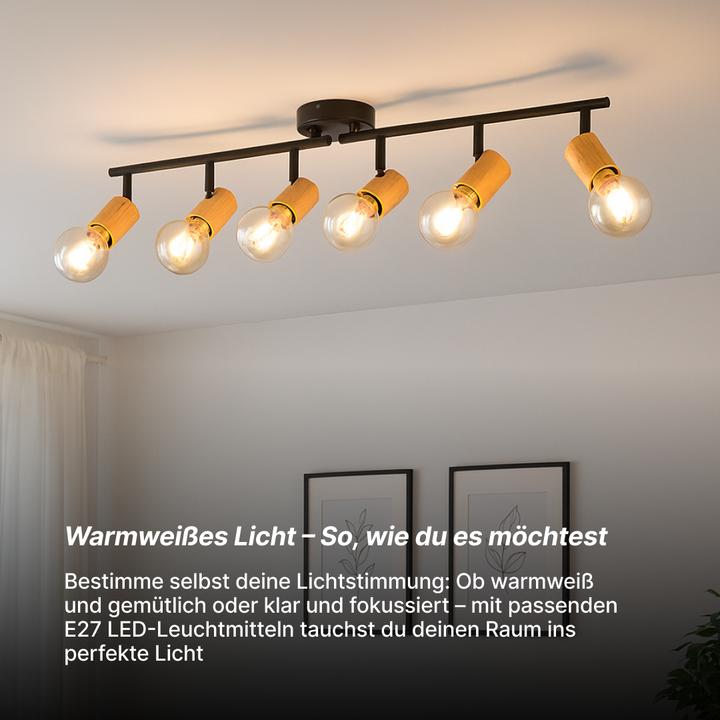 Produktbild Brilliant Kerry Spotrohr 6-flammig schwarz/holz Metall/Bambus 6x A60, E27, 40 (E27)