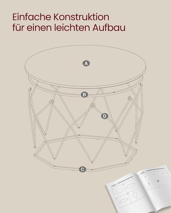Image du produit Vasagle Couchtisch 80 x 45 cm, Schwarz/Braun (80 x 80 x 45 cm)