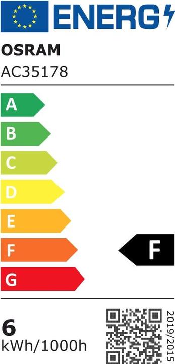 Label énergétique Osram Dulux D (G24d-1, 6 W, 600 lm, 1 x, F, G)