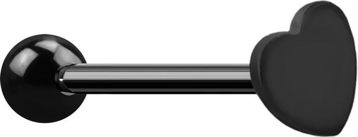 Produktbild Star Piercing Barbell schwarz mit Kugel und Herz (ohne Messing, Chirurgenstahl 316L)