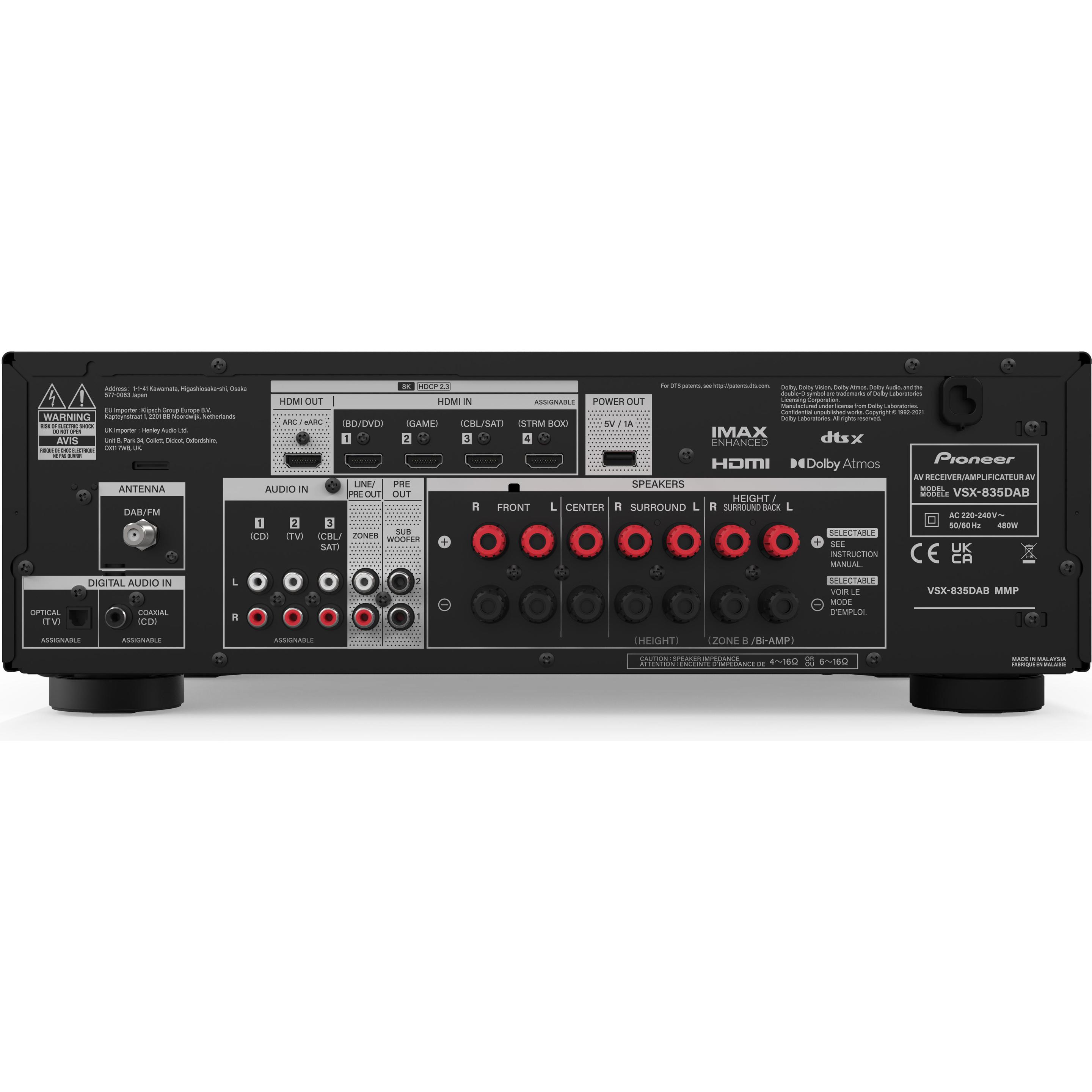 Thumbnail - Pioneer VSX-835D (7.2 Kanal, DAB, FM), AV Receiver, Schwarz