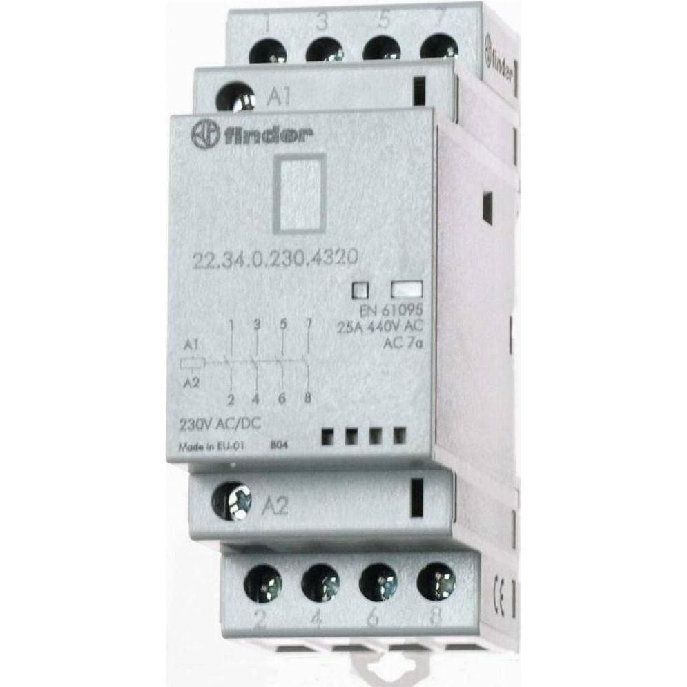 Finder Modular contactor 3NO+1NC 25A 230V ac/dc, Relais