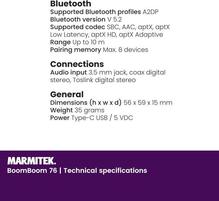 Immagine prodotto Marmitek Ricevitore Bluetooth BoomBoom 76 (Ricevitore)