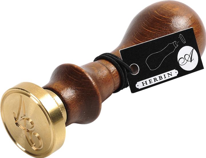 Jacques Herbin Sceau rond à vis (lettre anglaise) avec manche en bois vernis - a
